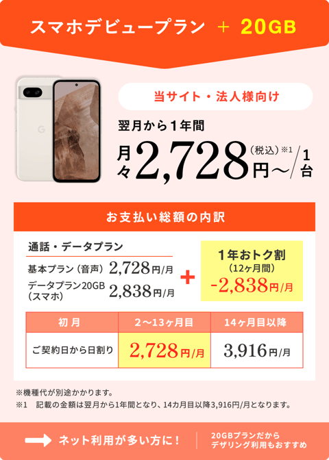 スマホデビュープラン　＋4G